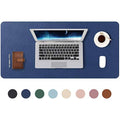 DOBAOJIA Large PU Leather Desk Pad – Waterproof Mouse Mat, Dark Blue