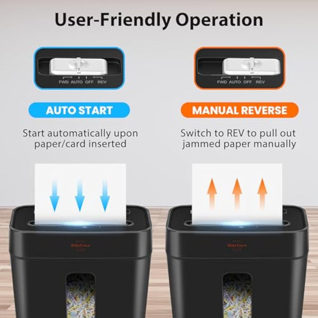 VidaTeco Cross-Cut Paper Shredder – 6-Sheet P-4 High Security for Home Office
