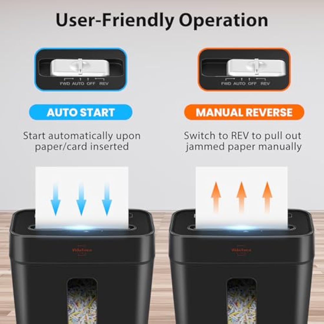 VidaTeco Cross-Cut Paper Shredder – 6-Sheet P-4 High Security for Home Office