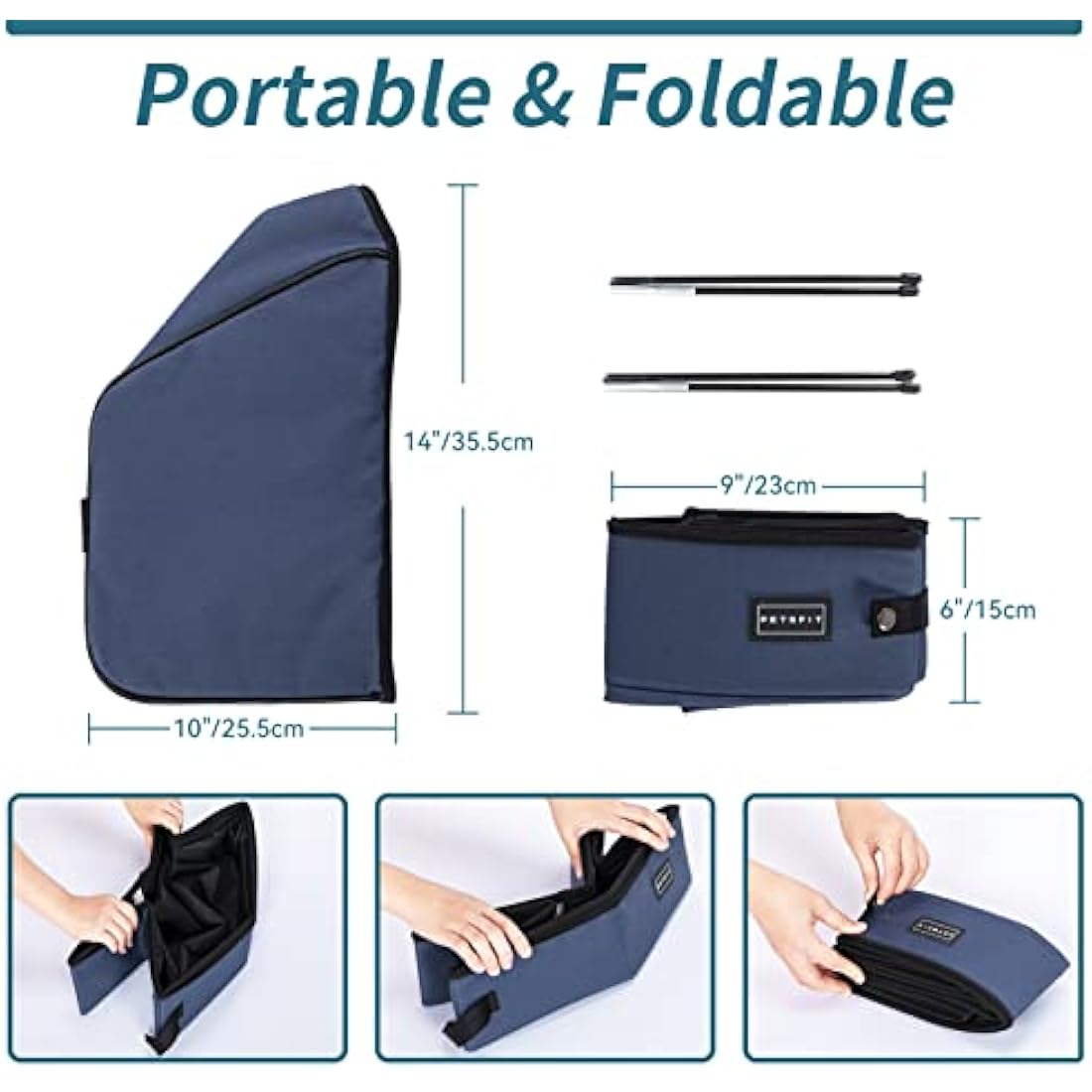 PETSFIT Travel Litter Box – Leak-Proof Collapsible Cat Toilet, Blue