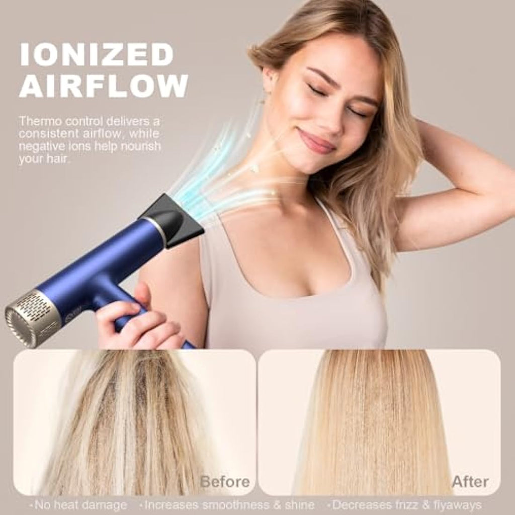 YAPOY High-Speed Ionic Hair Dryer | 110,000 RPM Fast Drying – Blue