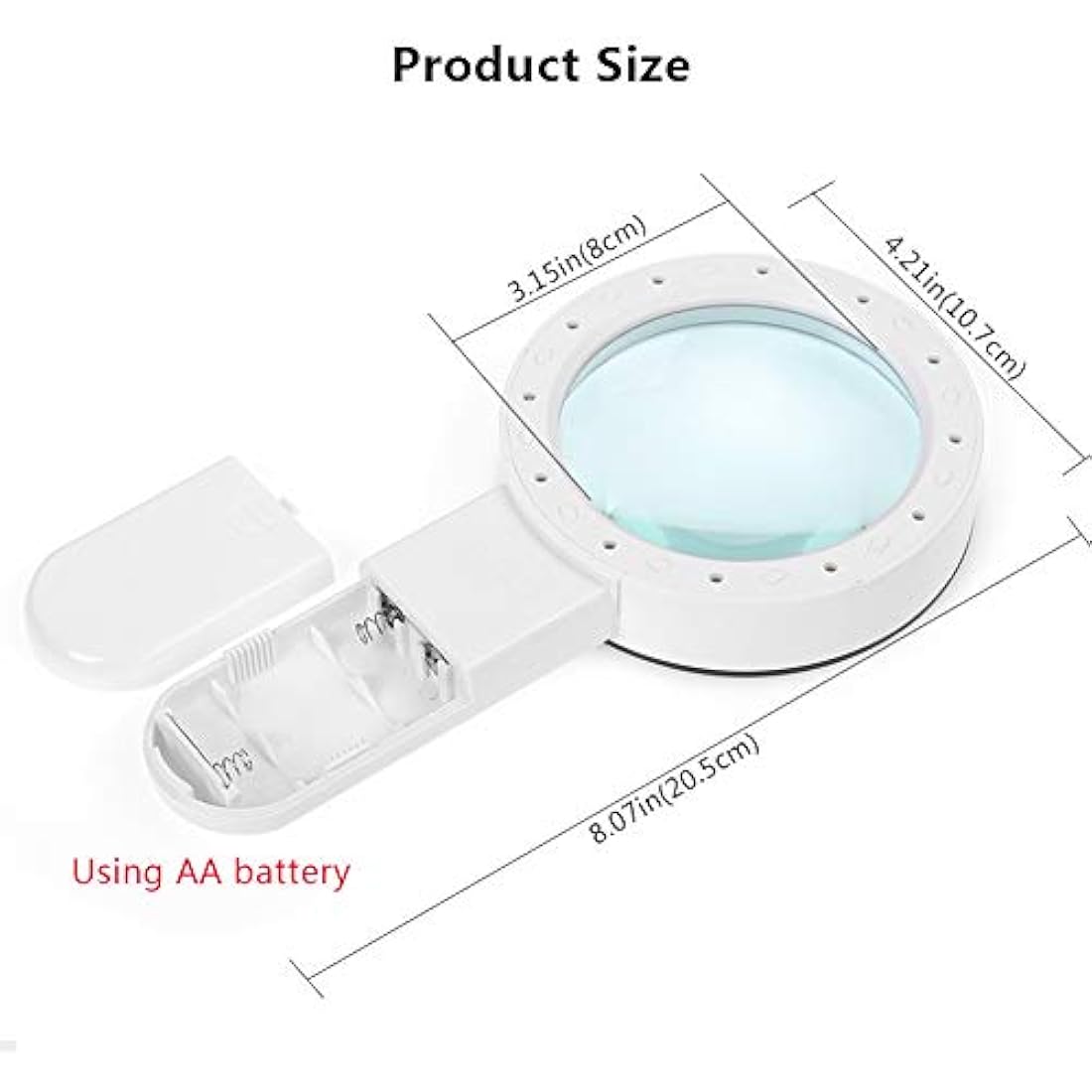 30X Handheld Magnifying Glass with 12 LED Lights for Seniors