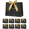 Black Gift Bags with Ribbon Bow - 8 Pack Paper Bags for Weddings