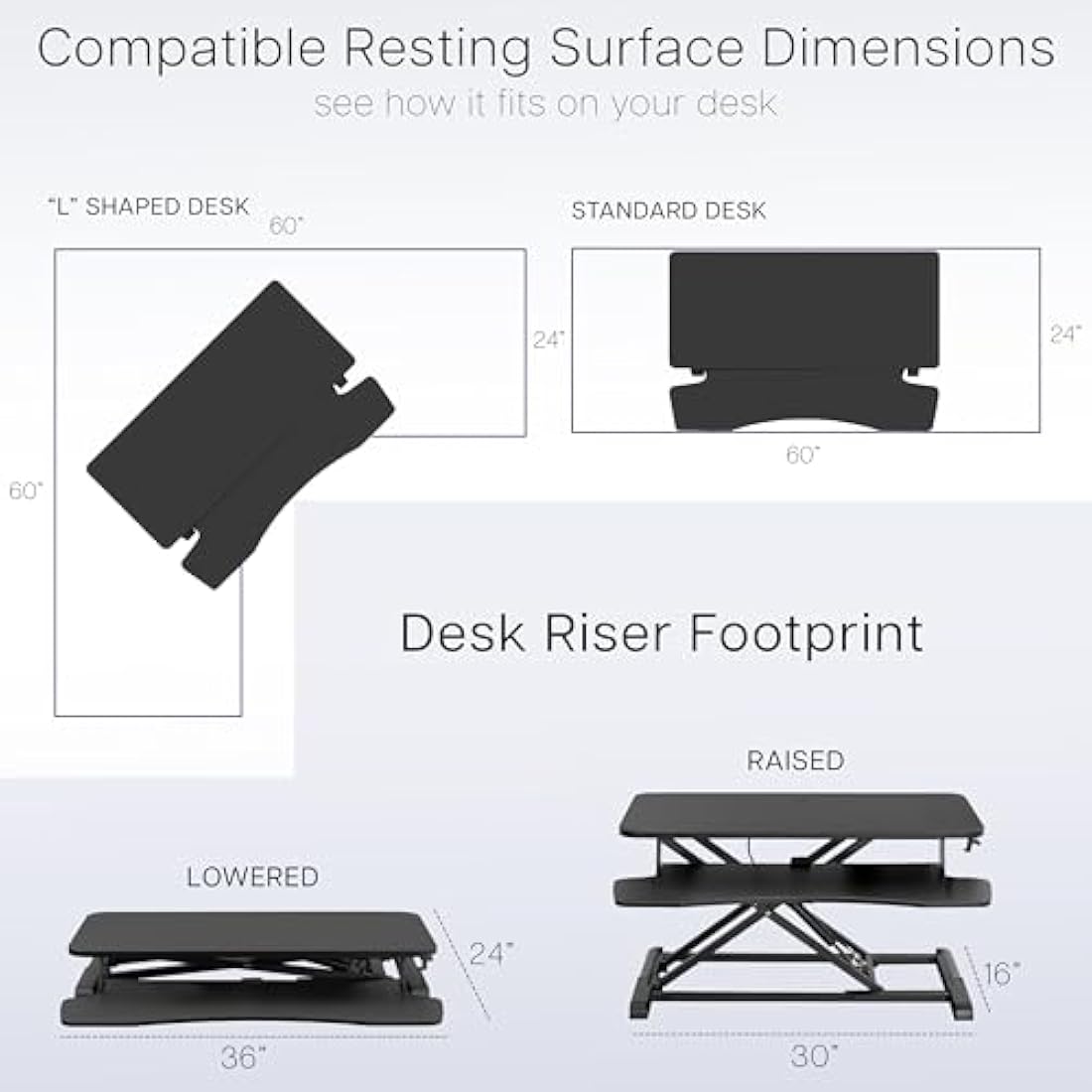 VIVO 91 cm Height Adjustable Standing Desk Converter - White | K Series