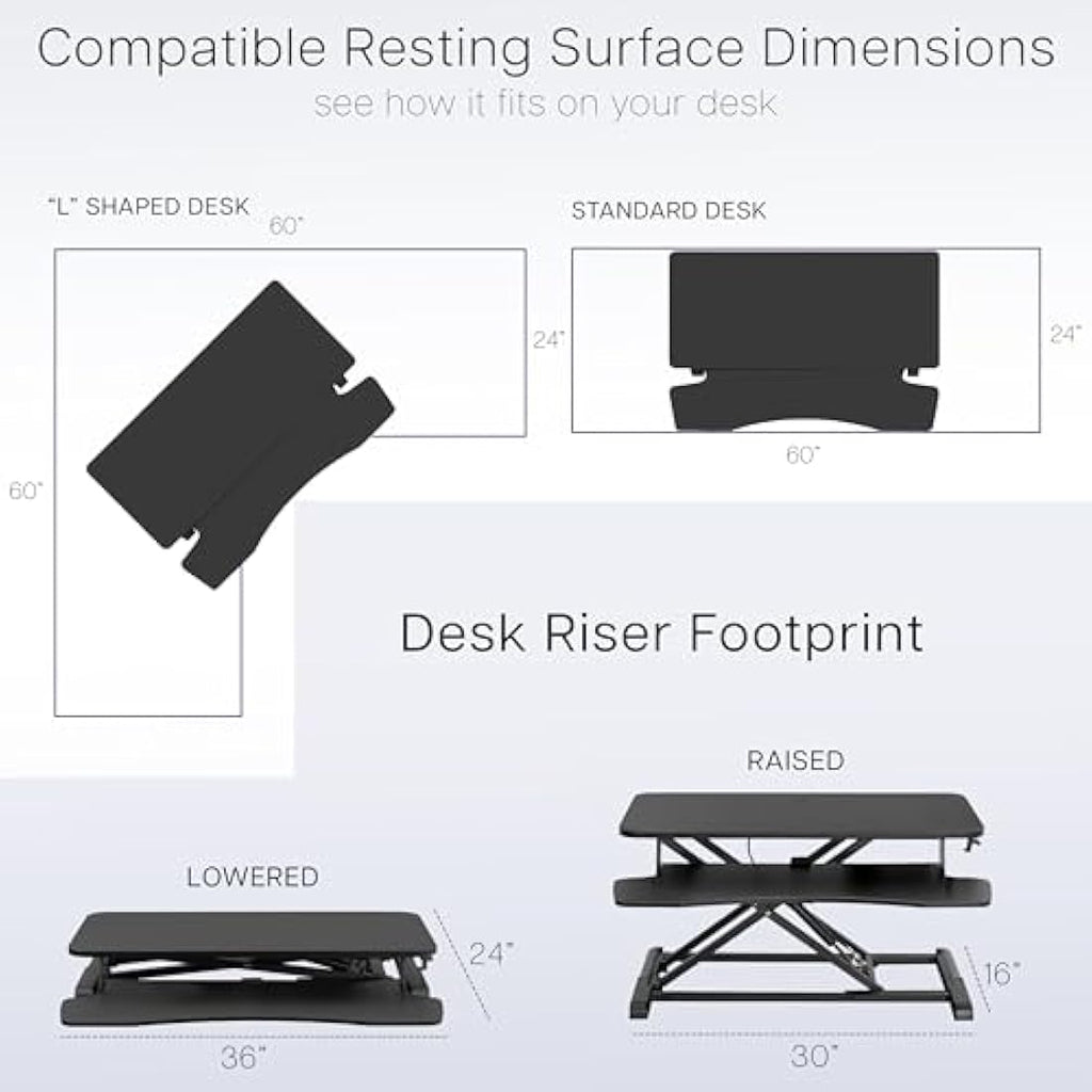 VIVO 91cm Standing Desk Converter | Height Adjustable Dual Monitor Riser
