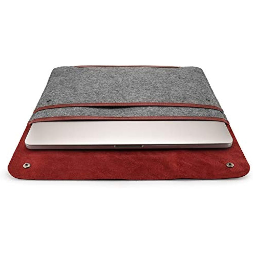 MegaGear Genuine Leather & Fleece MacBook Sleeve – 16 Inch Laptop Case