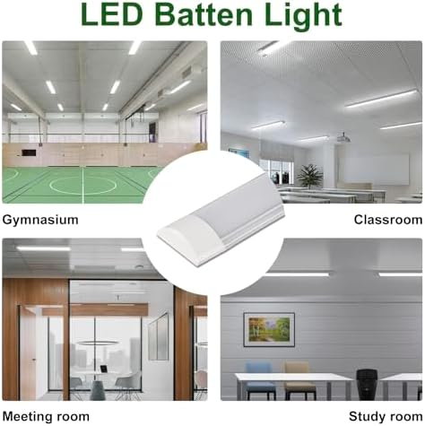 Muzha 4ft LED Batten Lights | 4-Pack 40W 6500K Daylight Ceiling Fitting