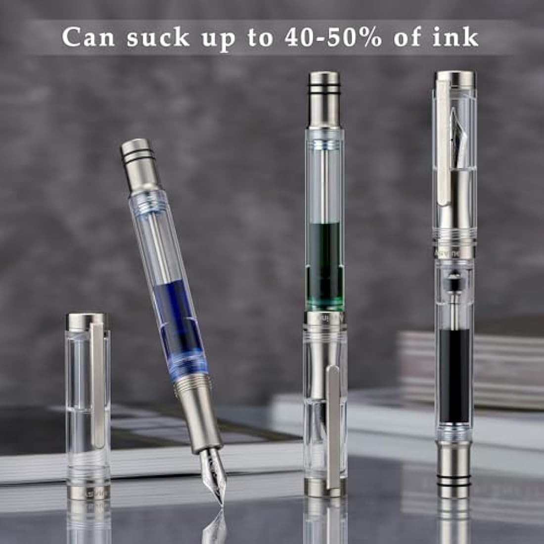 Asvine V200 Titanium Vacuum Fountain Pen | Germany Bock Fine Nib