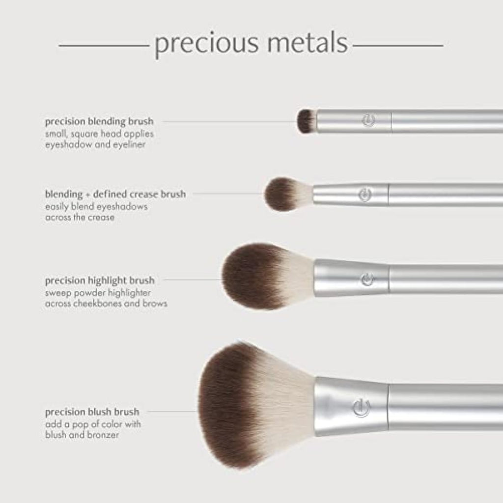 EcoTools Precious Metals 4-Piece Cheek & Eye Highlight Brush Set