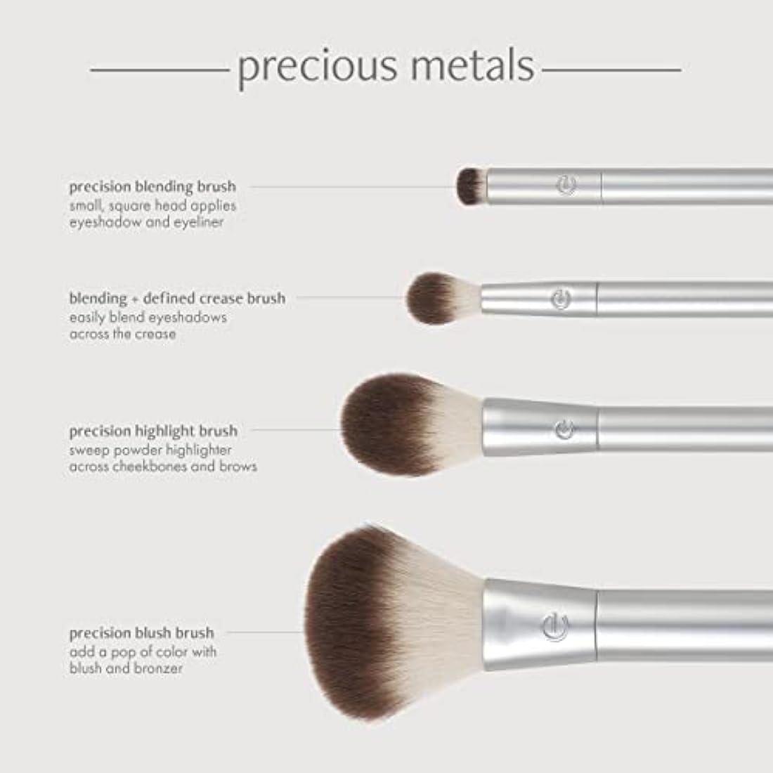 EcoTools Precious Metals 4-Piece Cheek & Eye Highlight Brush Set
