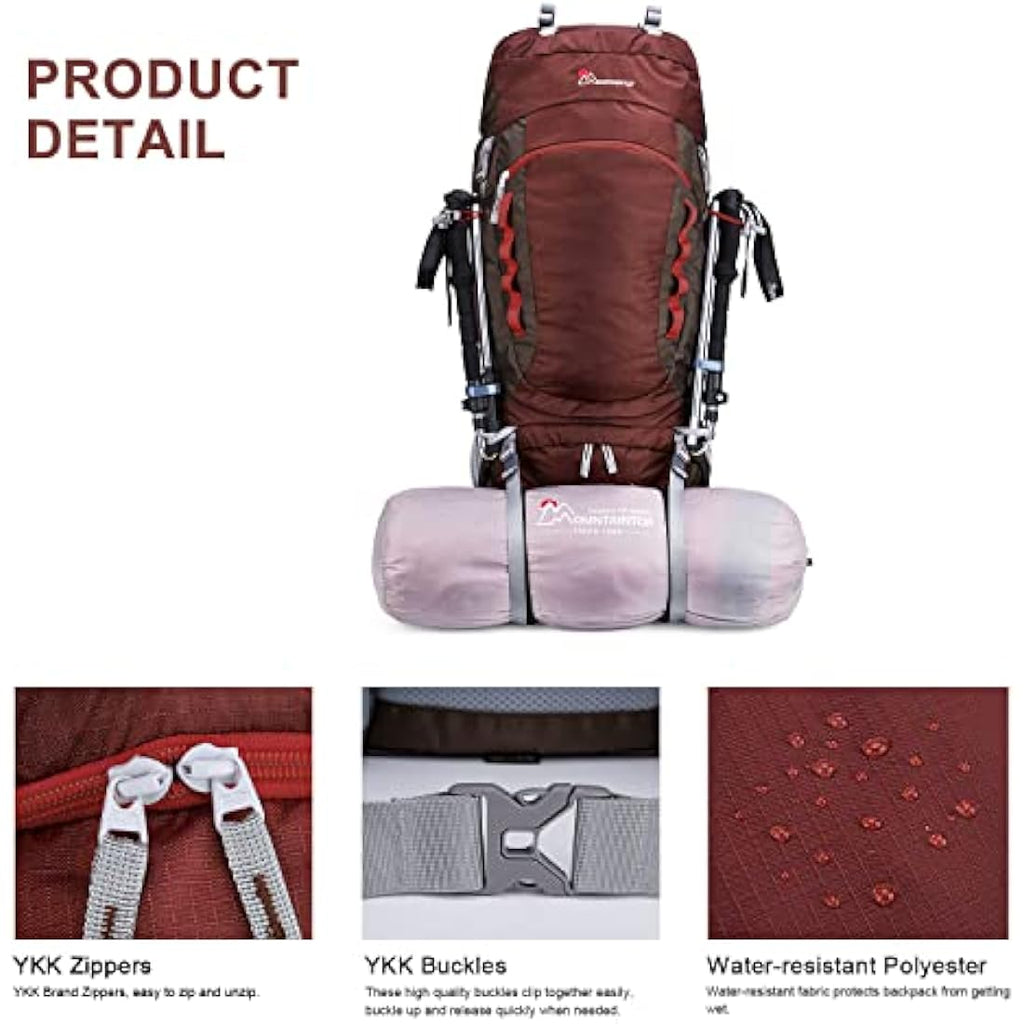 MOUNTAINTOP 80L Hiking Backpack – Waterproof Nylon Trekking Rucksack