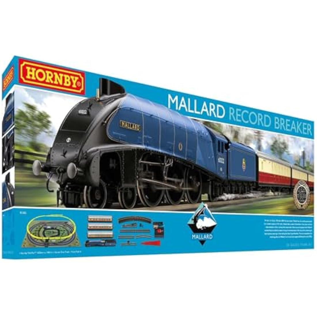 Hornby Mallard Record Breaker Train Set | OO Gauge Steam Model Railway