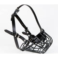 Jolof Store Metal Wire Basket Dog Muzzle for American Bully – Black Leather