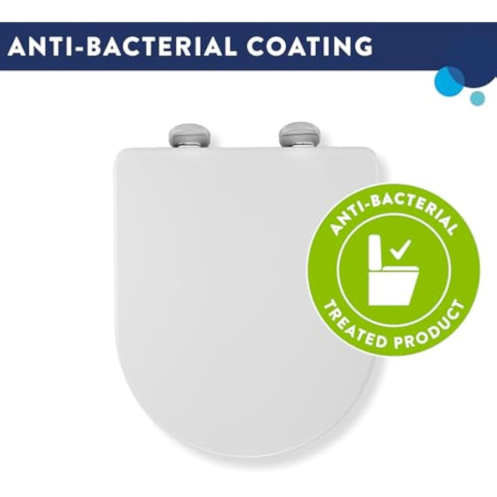 Croydex Eyre D-Shape Toilet Seat | Soft Close & Quick Release | White