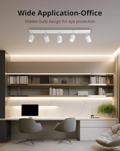 Gr4tec 5-Way LED Ceiling Spotlight Bar | Matte White GU10 Light Fitting