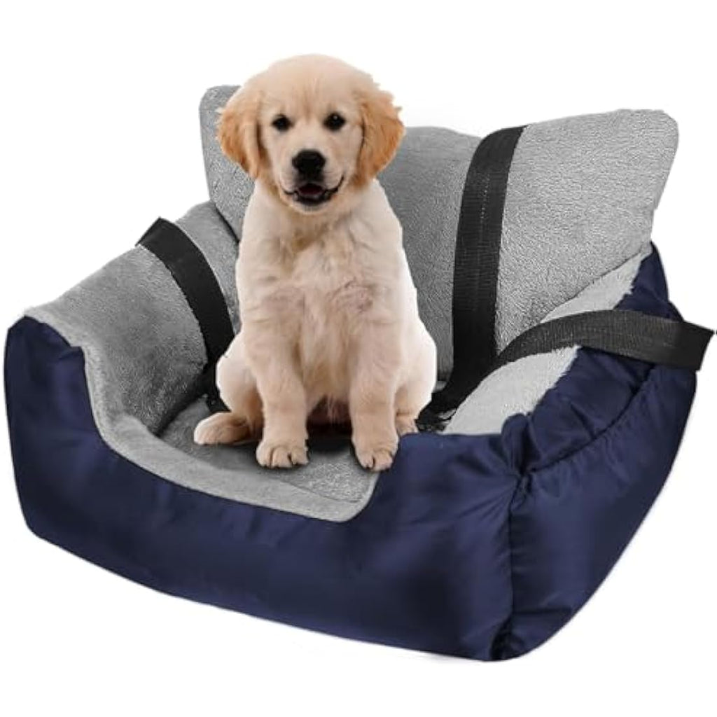 Dog Booster Seat - Waterproof Plush Car Travel Bed, Navy
