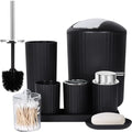Jolof Store 8-Piece Bathroom Accessories Set with Trash Can - Black