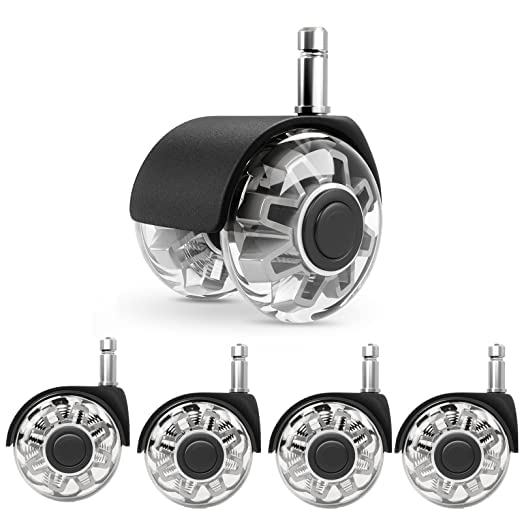 Replacement Office Chair Wheels 1000 kg - 10 x 22 mm Wheels for Office Chairs, Smooth and Quiet Hard Floor Castors