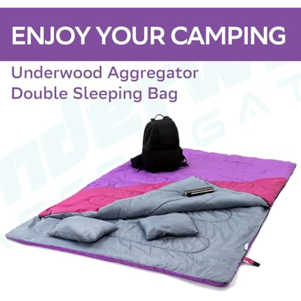 Jolof Store Double Sleeping Bag – 3 Season Lightweight with 2 Pillows