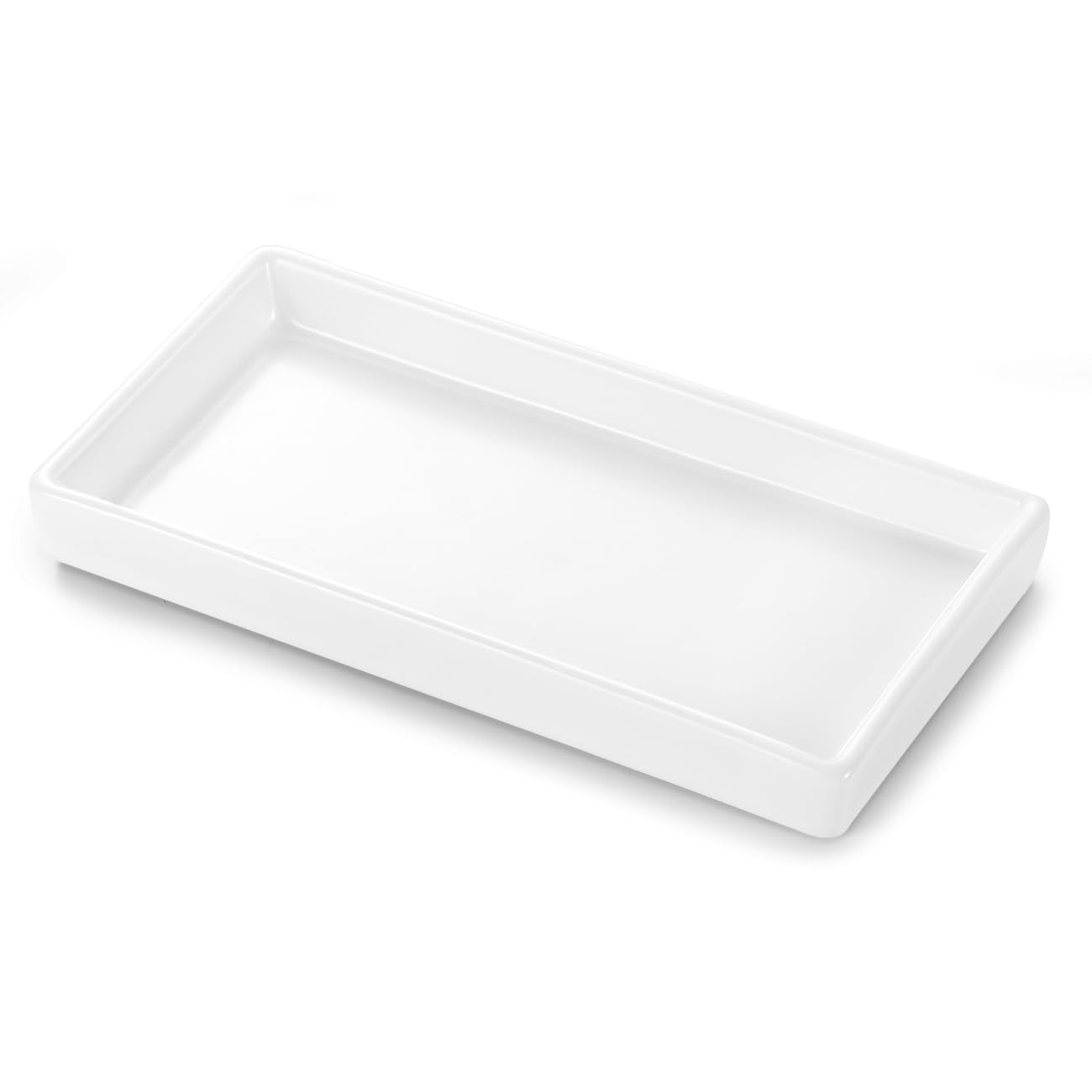 Luxspire Ceramic Bathroom Vanity Tray – Small Rectangle Jewelry Dish