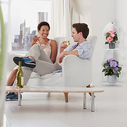 Relaxdays Metal Plant Stand – 4-Tier Foldable Corner Flower Rack, White