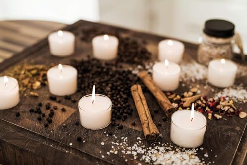 Horeca Candles – 200 Pack White Tea Lights in Clear Cup, 8 Hour Burn