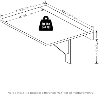 Furinno Hermite Wall-Mounted Folding Table | Space-Saving Modern Desk