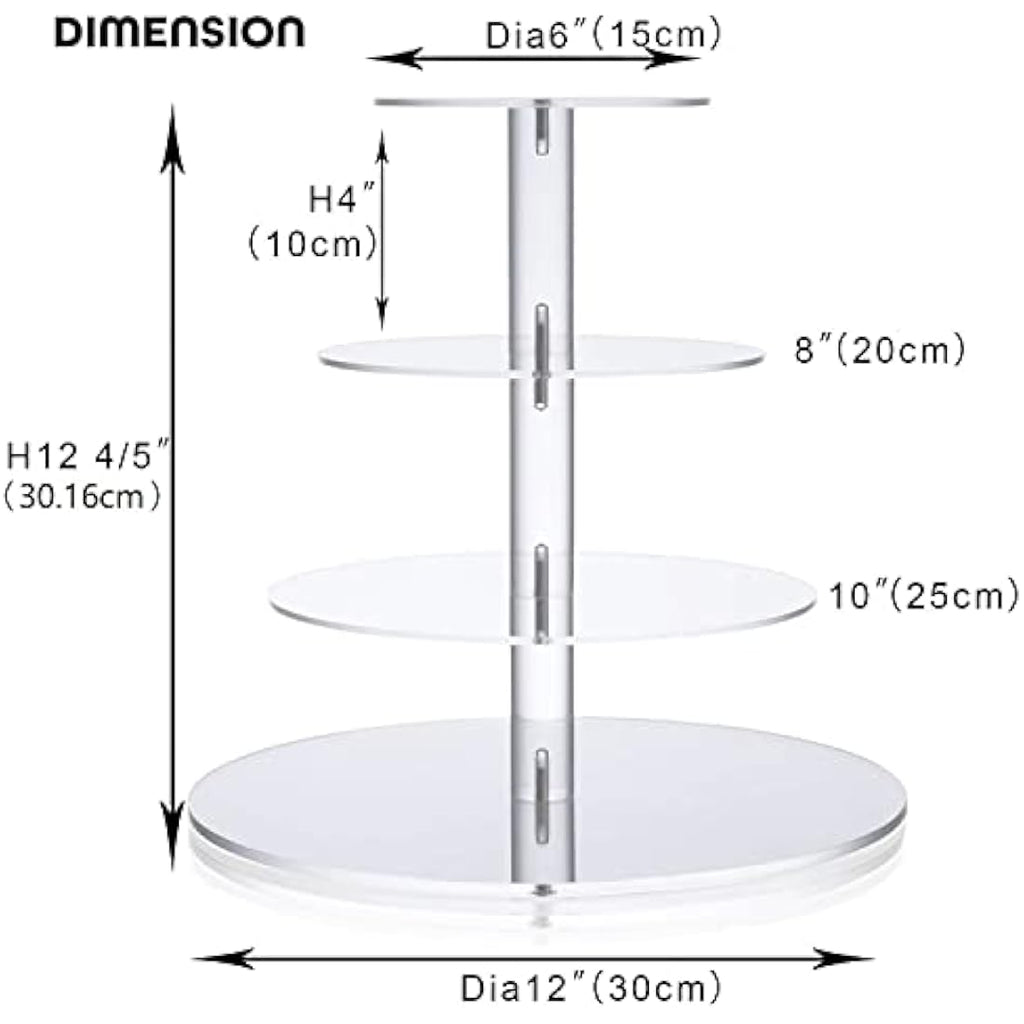 ULIFEME 4 Tier Cupcake Stand – Clear Acrylic Round Dessert Tower