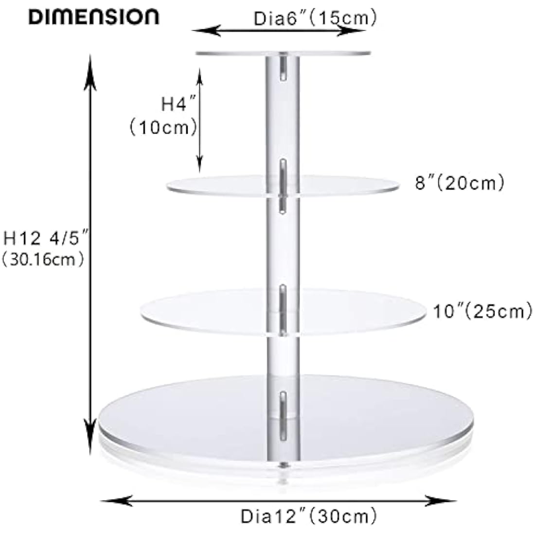 ULIFEME 4 Tier Cupcake Stand – Clear Acrylic Round Dessert Tower