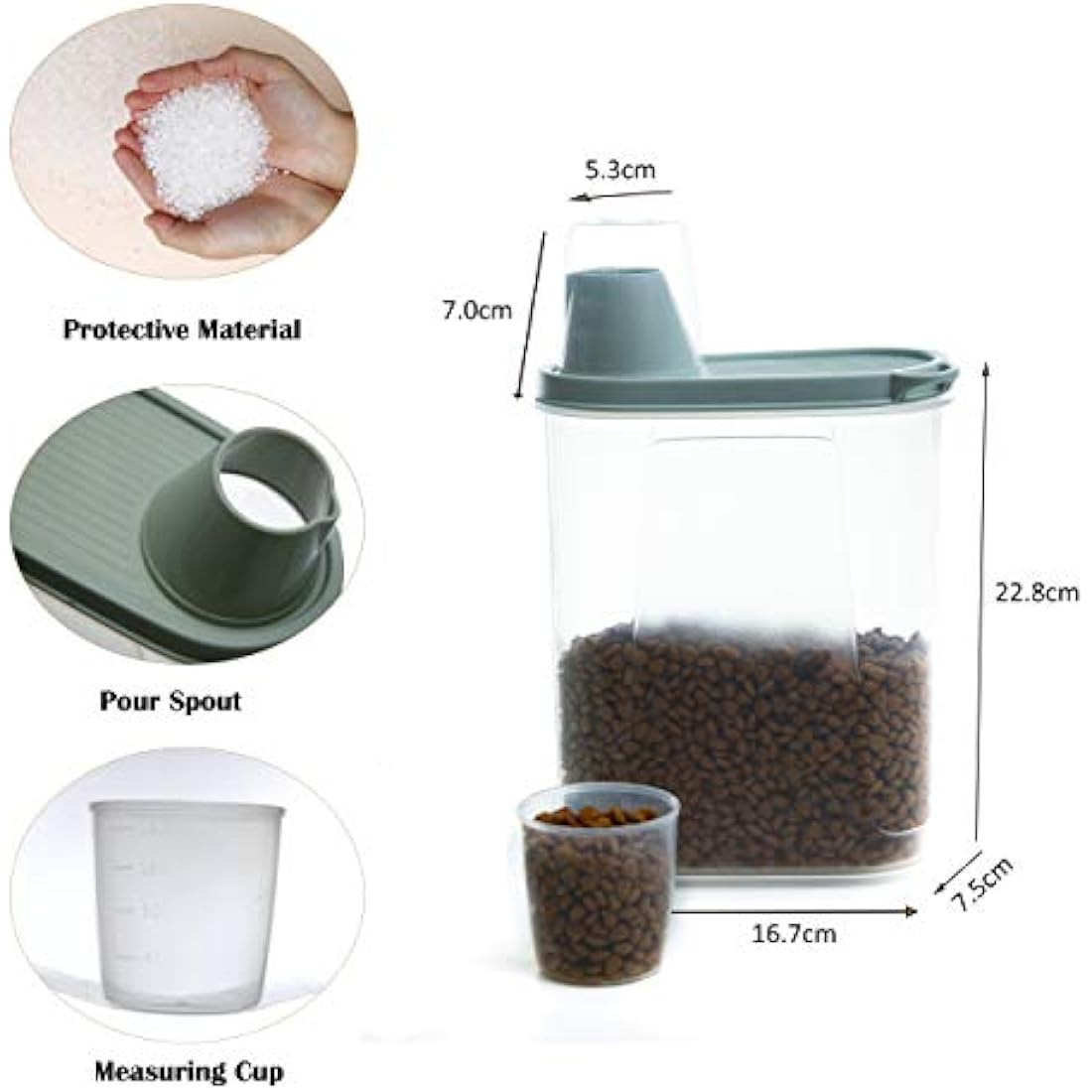 Airtight Dog Food Storage Container - 2 Pack, 2.3L Green
