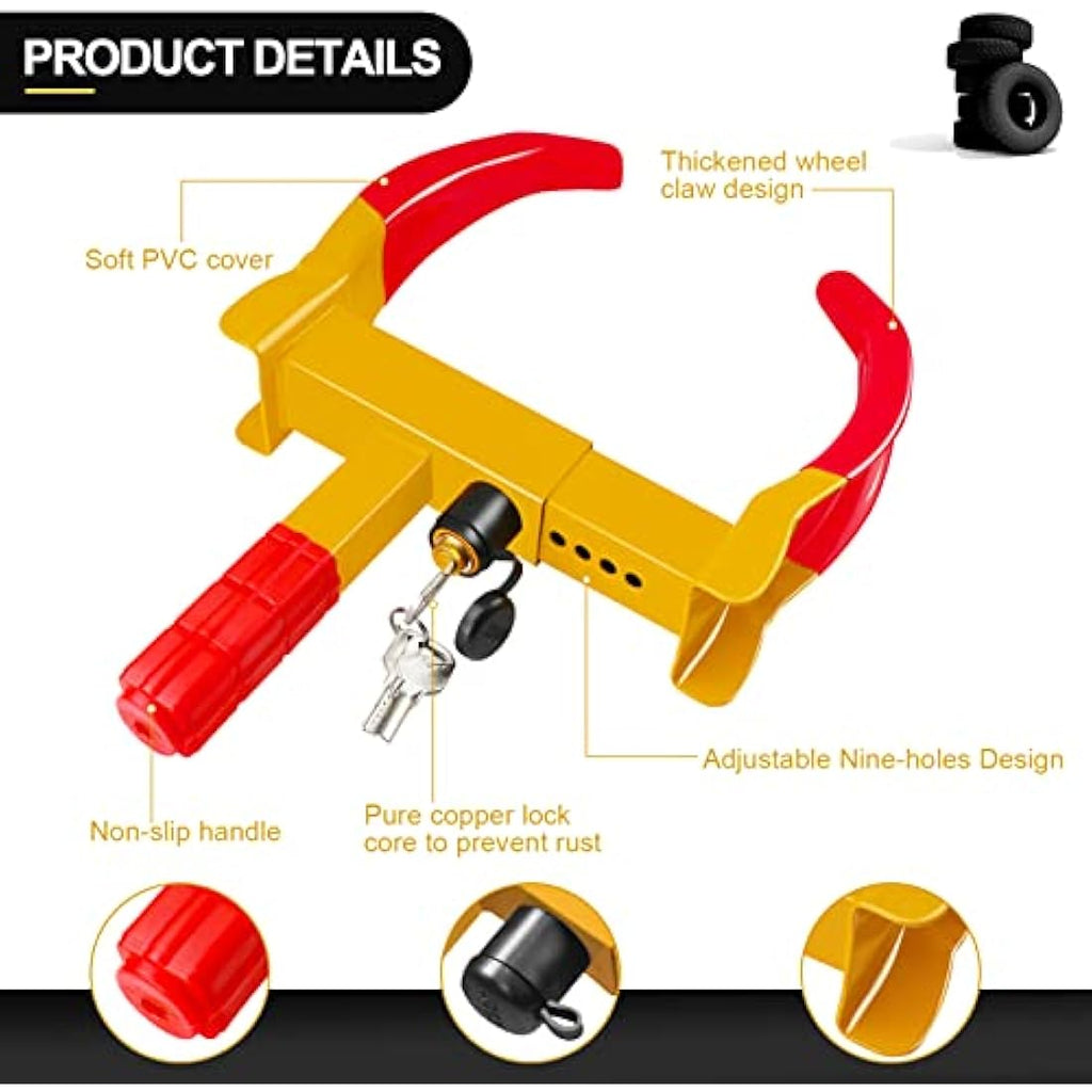 MAIKEHIGH Heavy Duty Wheel Clamp – Universal Anti-Theft Lock with 3 Keys