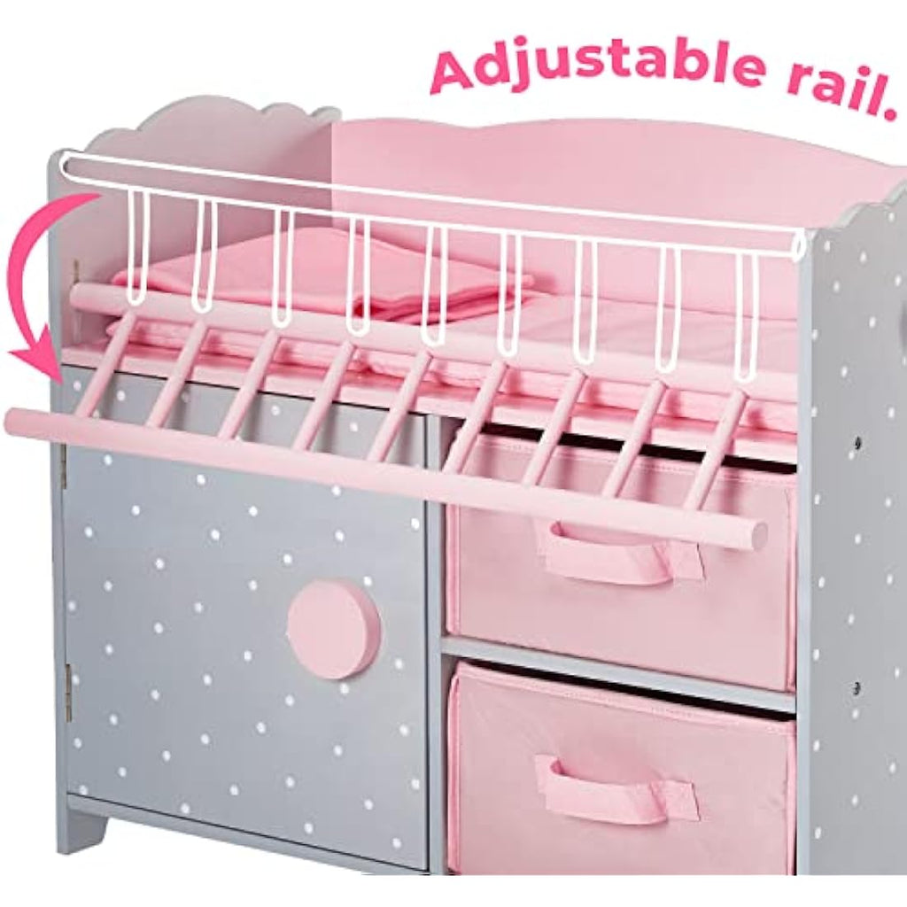 Olivia's Little World Wooden Doll Crib with Storage Cabinet & Cubby