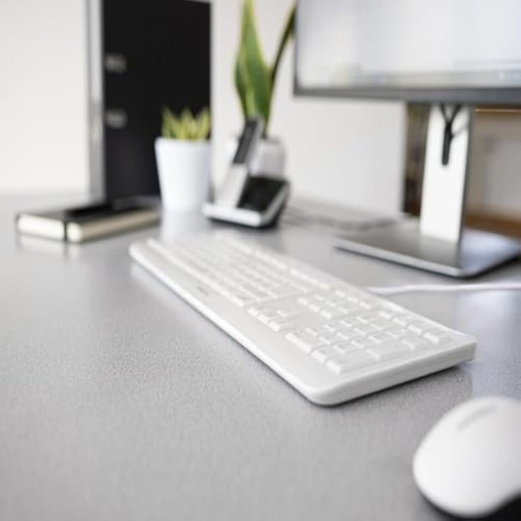CHERRY KC 1000 Wired Keyboard | Full-Size Quiet Office Keys | White-Grey