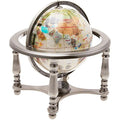 Pearl Swirl Gemstone World Globe – 10-Inch Silver Stand