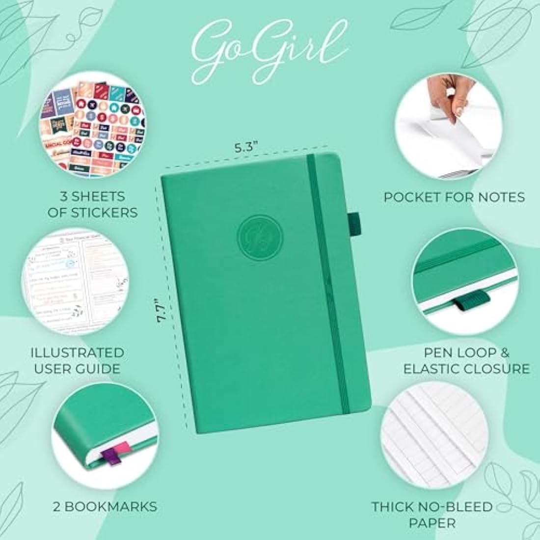 GoGirl Budget Planner – Undated Monthly Expense Tracker & Journal, Emerald