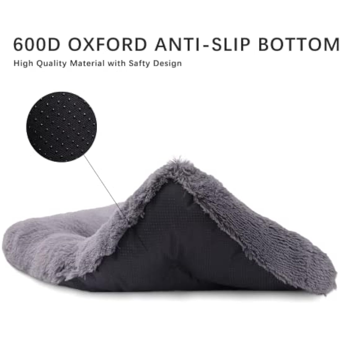 Jaspuriea Calming Dog Bed – Washable Plush Crate Mattress, Dark Grey