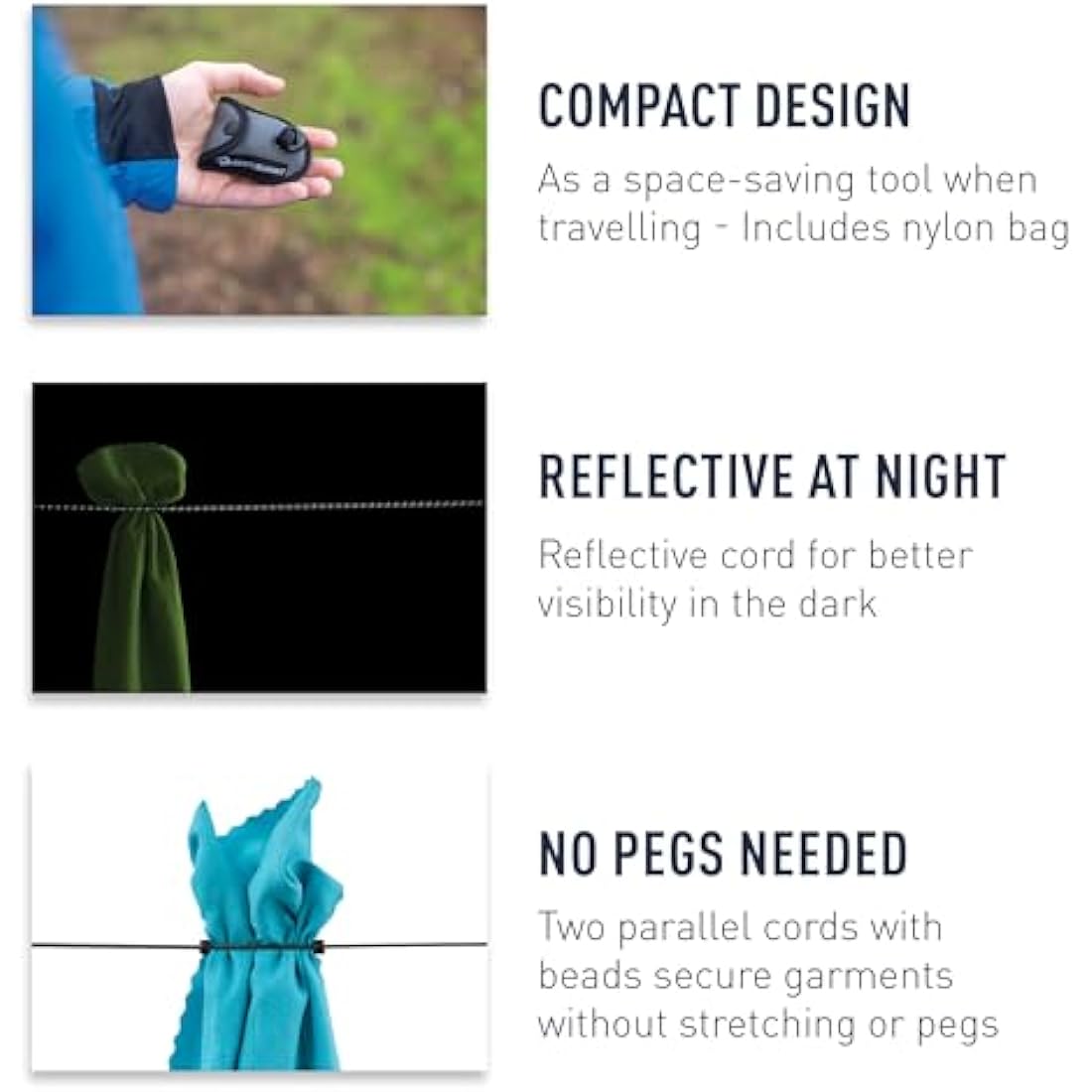 Sea to Summit Lite Line Clothesline – 3.5m Reflective Cord for Camping