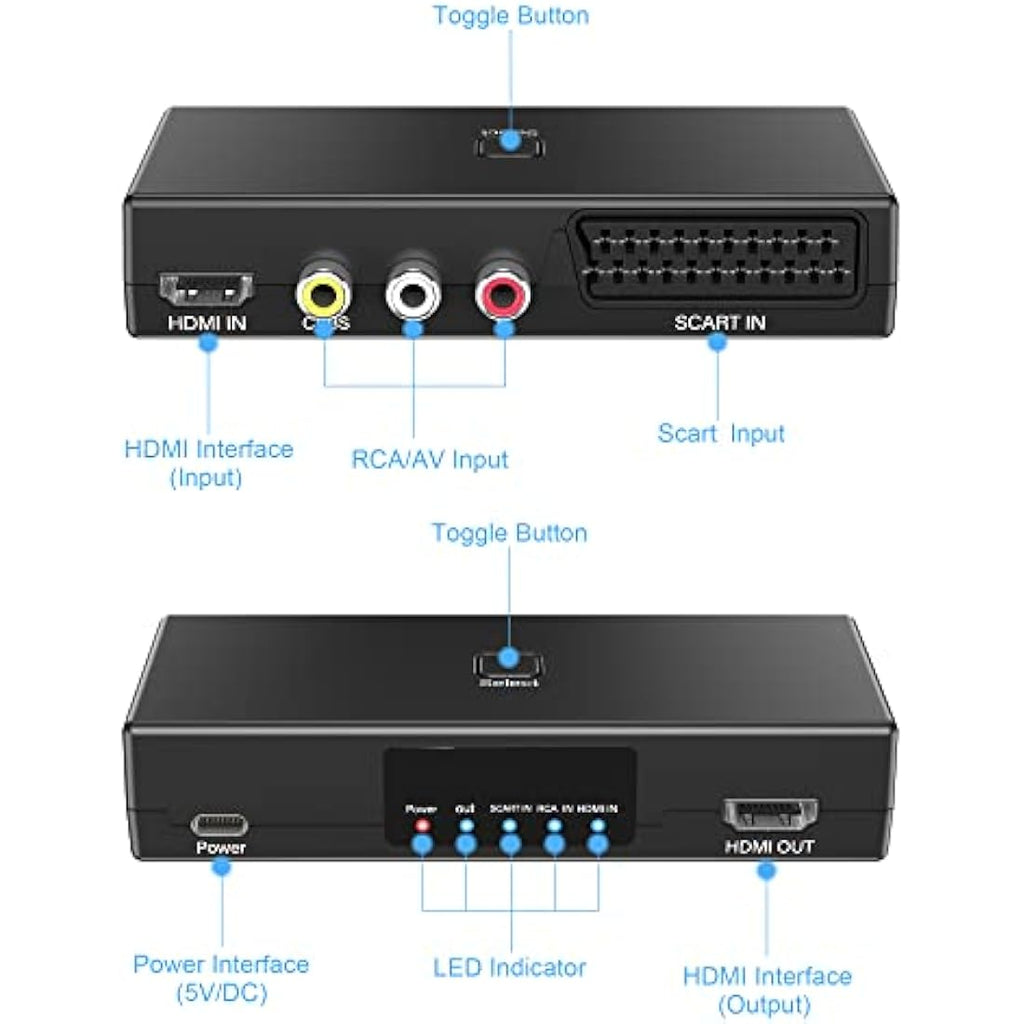 Jolof Store 3-in-1 Scart RCA HDMI to HDMI Converter Switcher | 1080P 4K