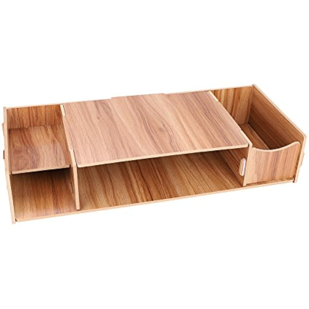 Wooden Monitor Riser – Ergonomic Desk Organizer with Storage