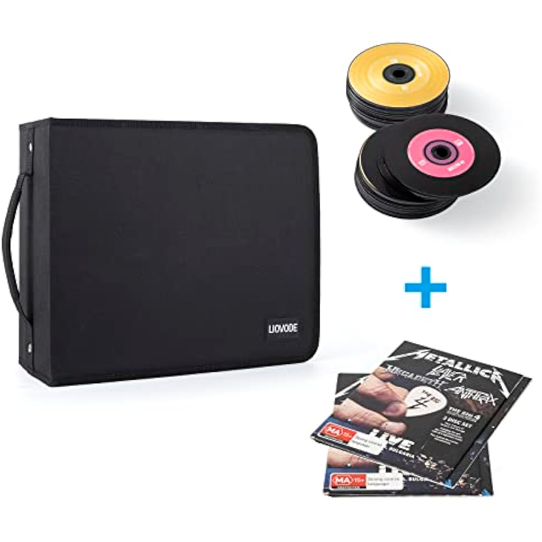 LIOVODE DVD Case | 200 CD Storage Wallet with 100 Booklet Slots – Black