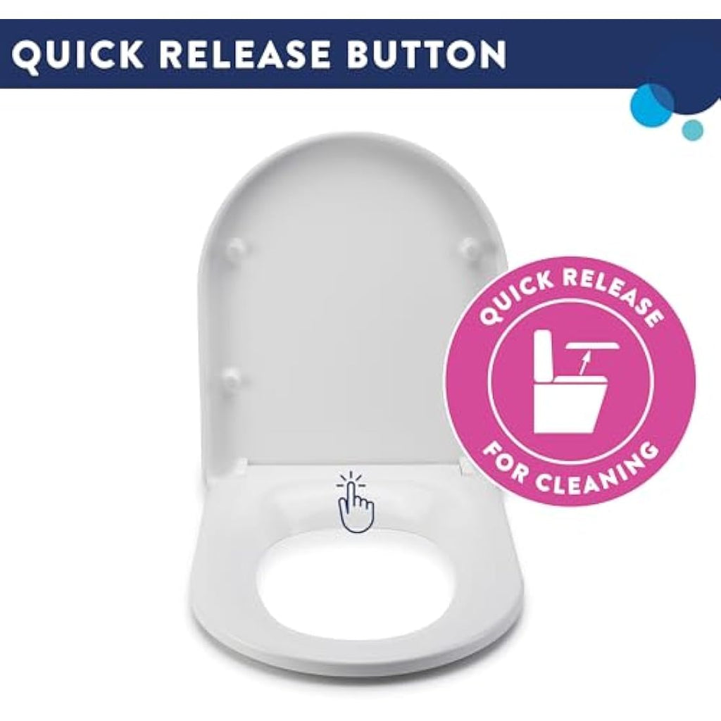 Croydex Eyre D-Shape Toilet Seat | Soft Close & Quick Release | White