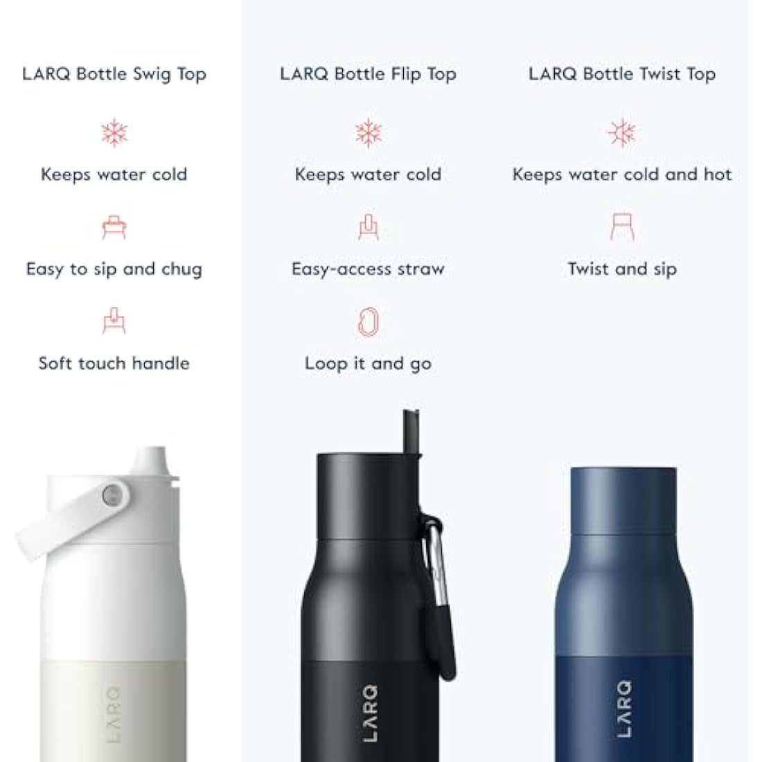 LARQ Swig Top 34oz Insulated Stainless Steel Water Bottle – Granite White