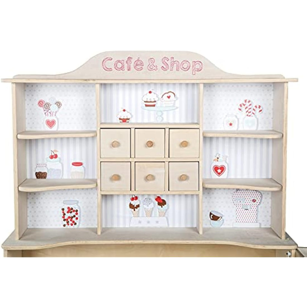 Roba Wooden Play Shop Café & Shop – Kids Market Stand with Drawers