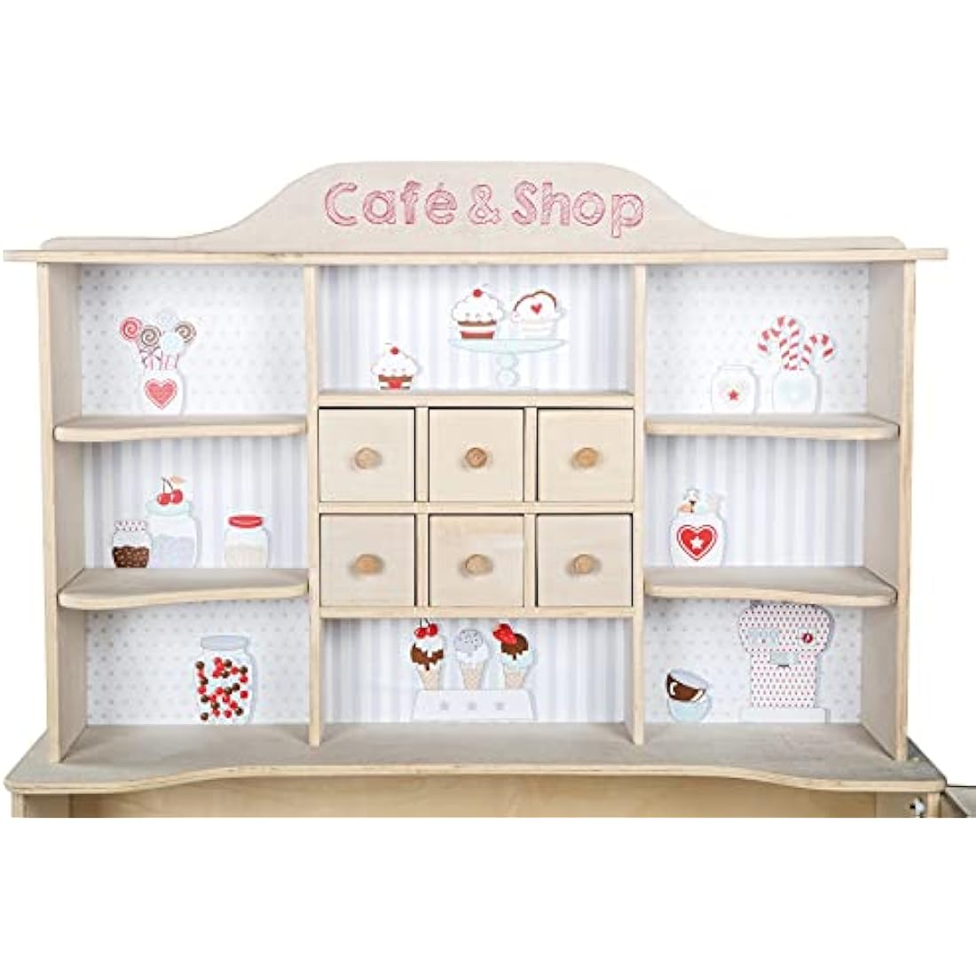 Roba Wooden Play Shop Café & Shop – Kids Market Stand with Drawers