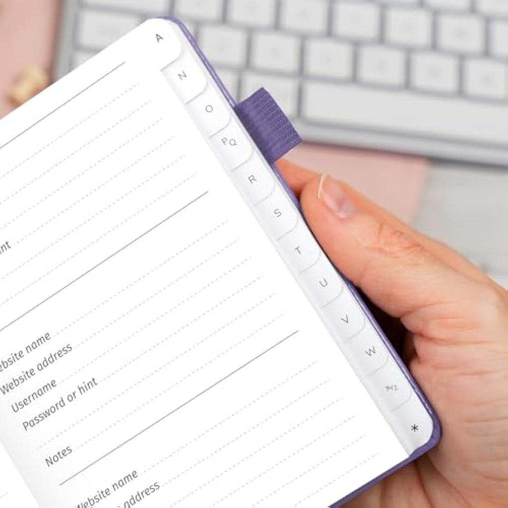 GoGirl Password Book with Alphabetical Tabs – Small Lavender Logbook