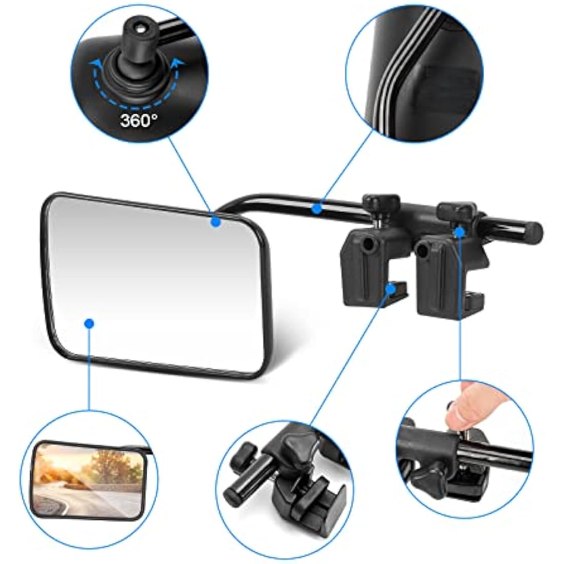 SUPAREE Universal Caravan Towing Mirrors | Clip-On Wing Mirror Extensions