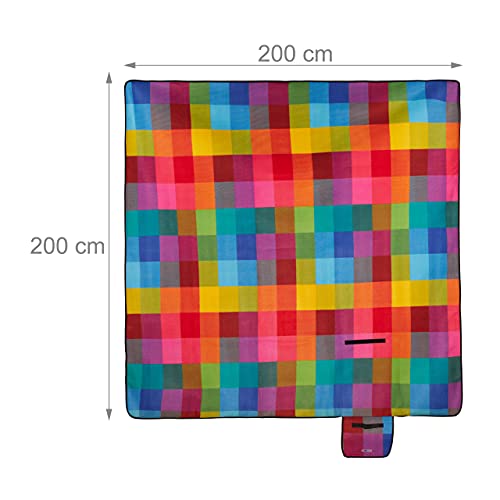 Relaxdays XXL Picnic Blanket – 200x200cm Waterproof Fleece Camping Mat