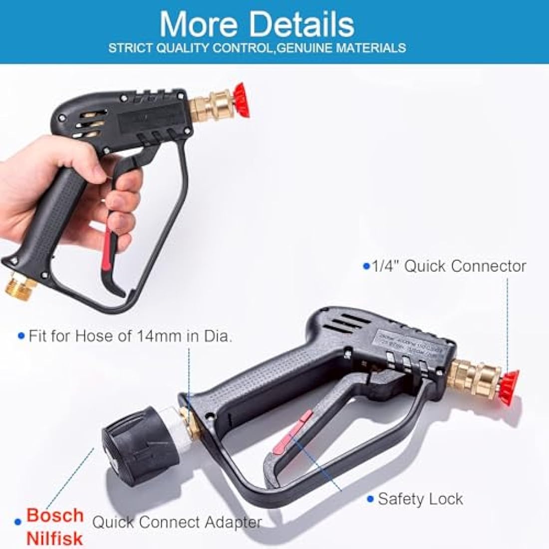YUET High Pressure Washer Gun with 5 Nozzles | 4350 PSI M22-14mm Fitting