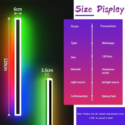 Mikeru RGB Outdoor Wall Light – 120CM Dimmable IP65 Acrylic LED Sconce