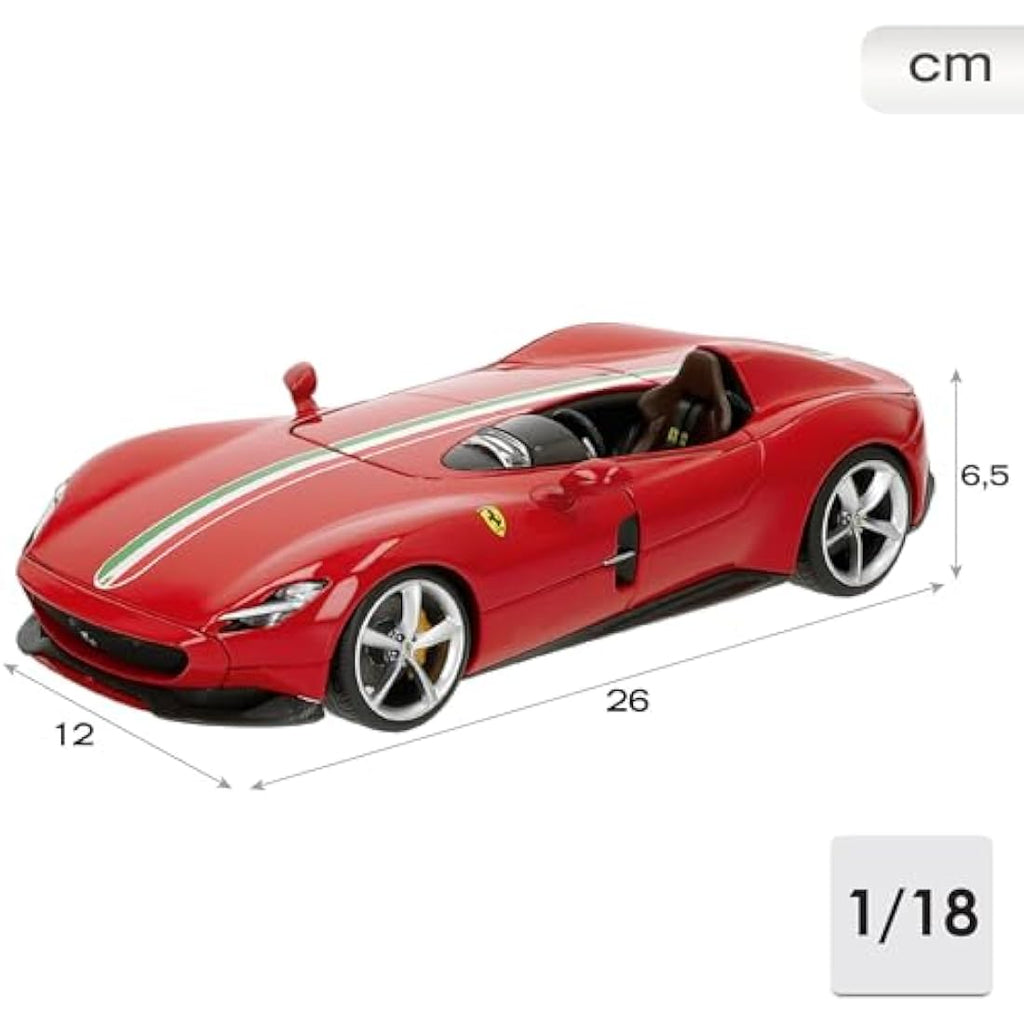 Bburago Ferrari Monza SP1 Die-Cast Model Car – 1:18 Scale Replica, Red